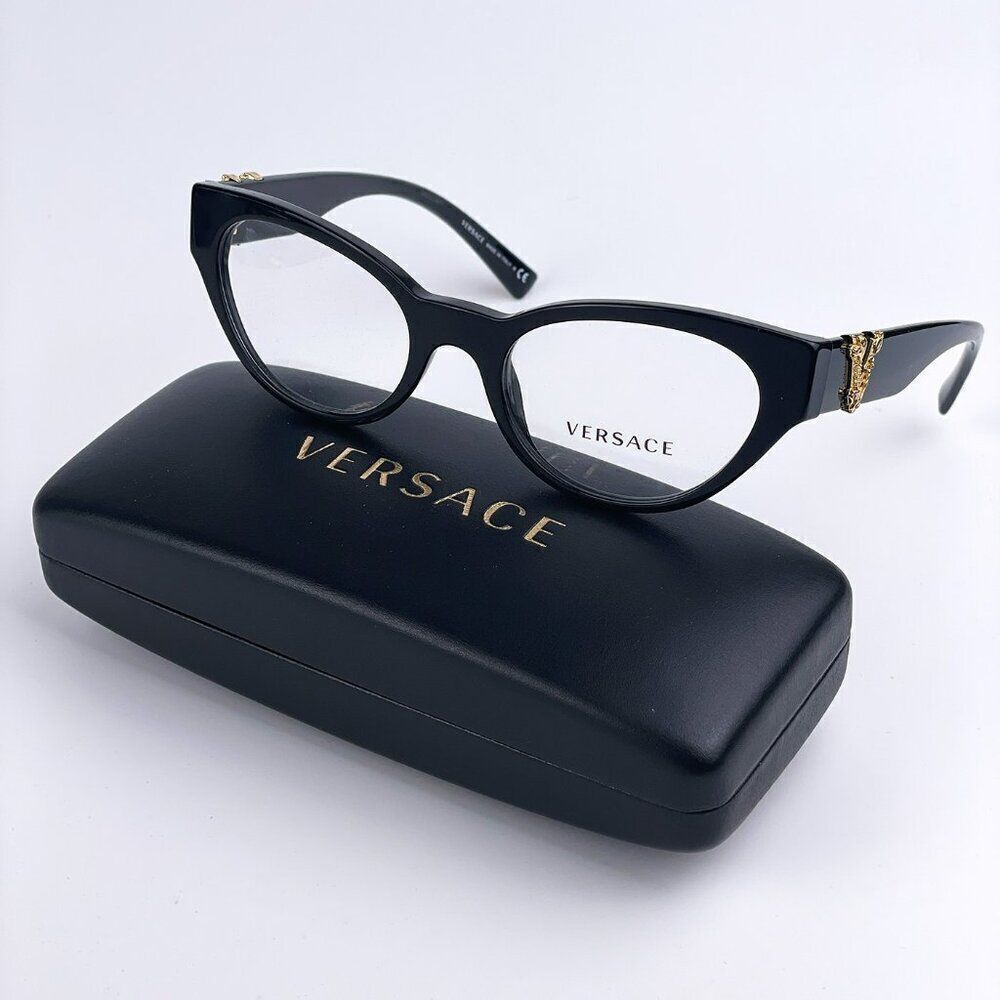 SALE! NEW Versace VE3282 GB1 Black Cat Eye Women Eyeglasses